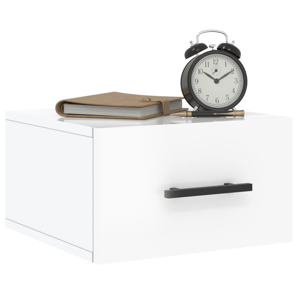 Comodini a Muro 2 pz Bianco Lucido 35x35x20 cm | homemem39