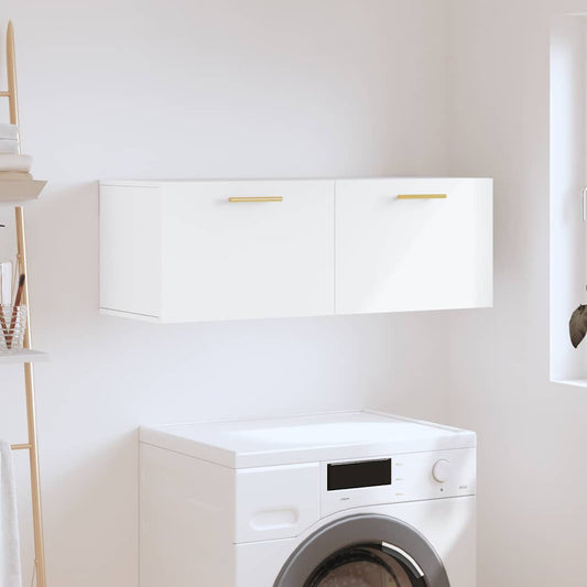 Mobile a Parete Bianco 100x36,5x35 cm in Legno Multistrato | homemem39