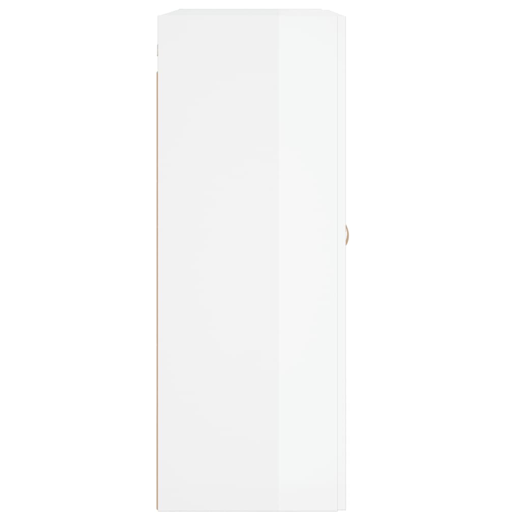 Mobile a Parete Bianco Lucido 69,5x34x90 cm Legno Multistrato