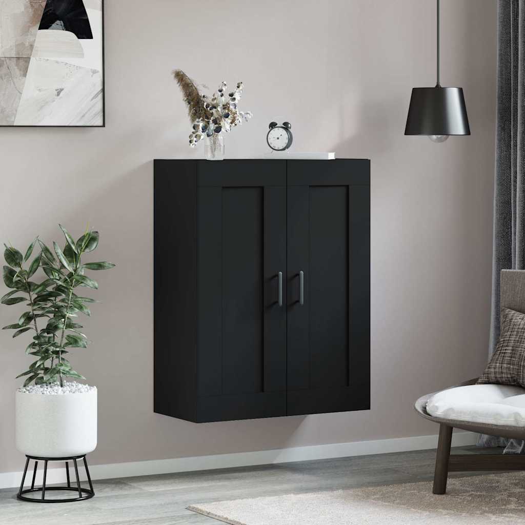 Mobile a Parete Nero 69,5x34,90 cm in Legno Multistrato | homemem39
