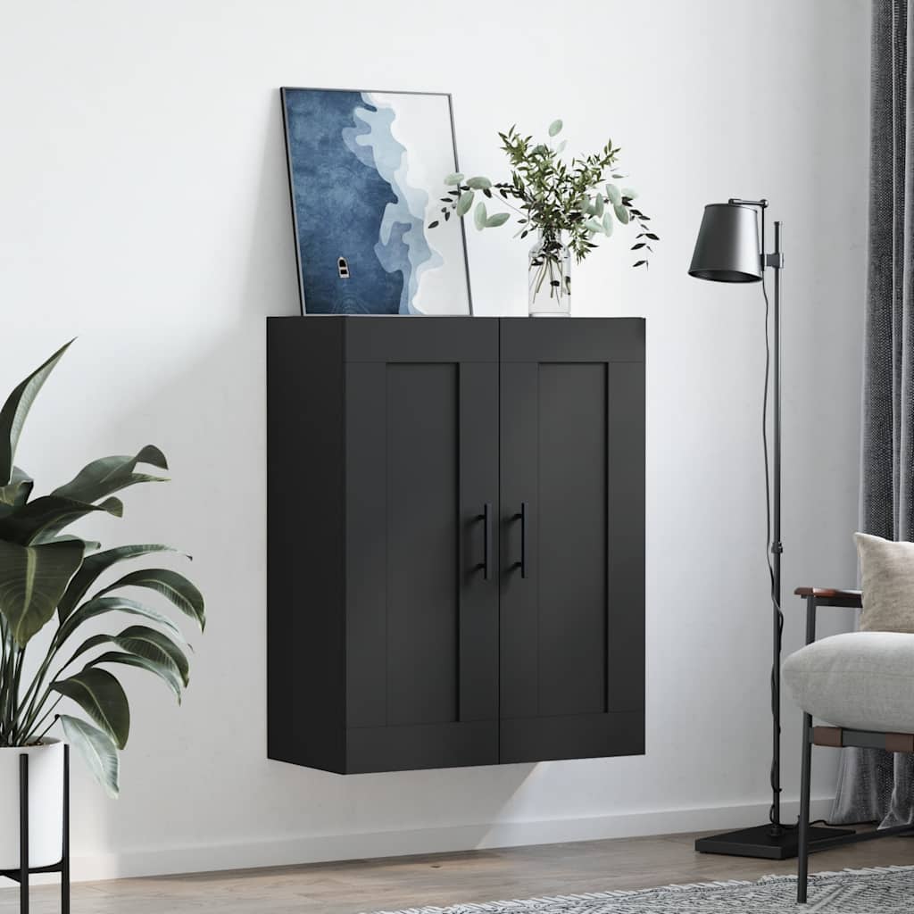 Mobile a Parete Nero 69,5x34,90 cm in Legno Multistrato | homemem39