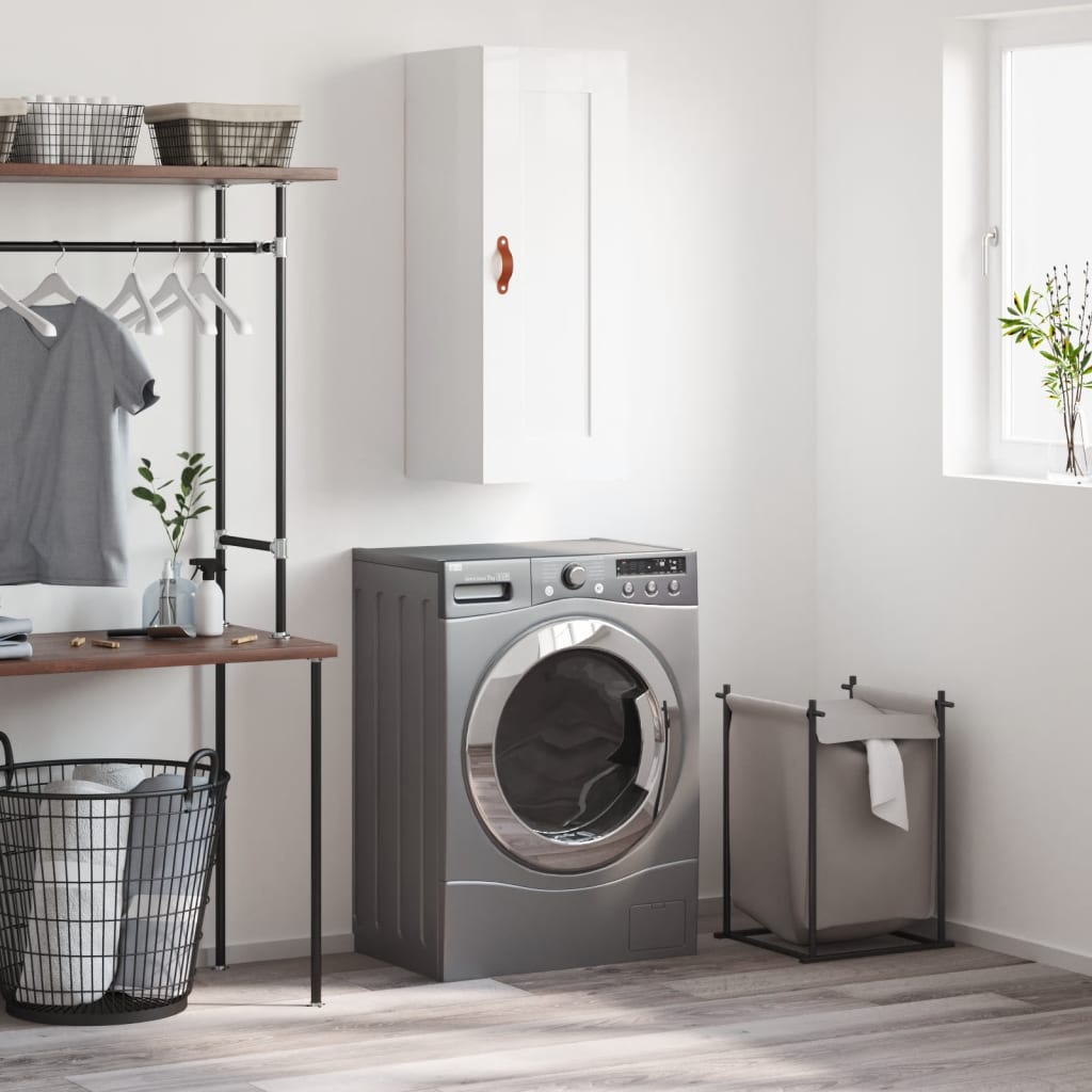 Mobile Parete Bianco Lucido 34,5x34x90 cm in Legno Multistrato - homemem39