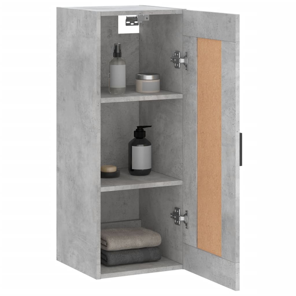 Mobile a Parete Grigio Cemento 34,5x34x90 cm Legno Multistrato - homemem39