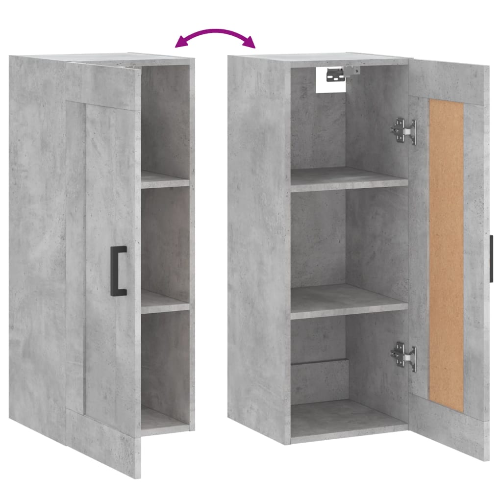 Mobile a Parete Grigio Cemento 34,5x34x90 cm Legno Multistrato - homemem39