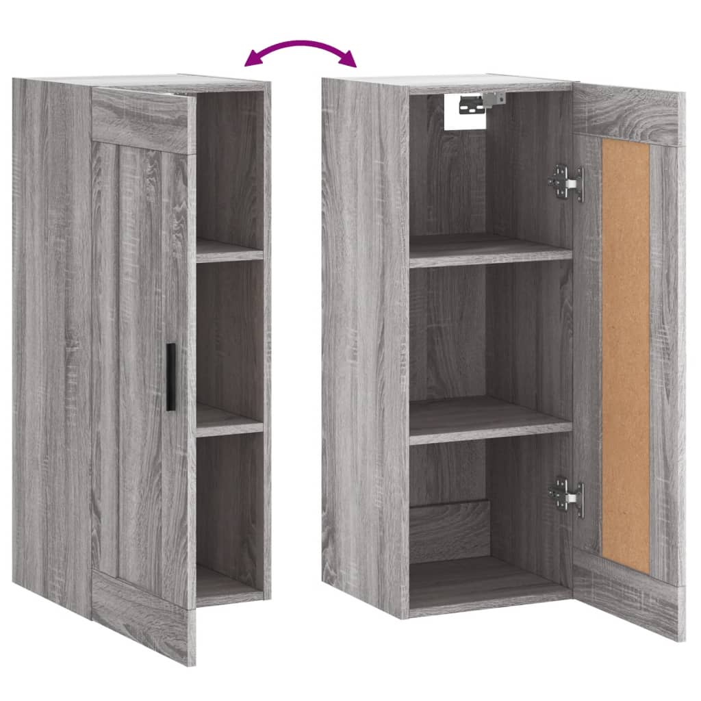 Mobile a Parete Grigio Sonoma 34,5x34x90 cm Legno Multistrato - homemem39