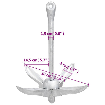 Ancora Pieghevole Argento 1,5 kg in Ferro Malleabile - homemem39