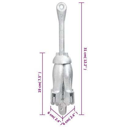 Ancora Pieghevole con Corda Argento 1,5 kg in Ferro Malleabile - homemem39