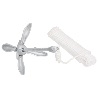 Ancora Pieghevole con Corda Argento 3,2 kg in Ferro Malleabile