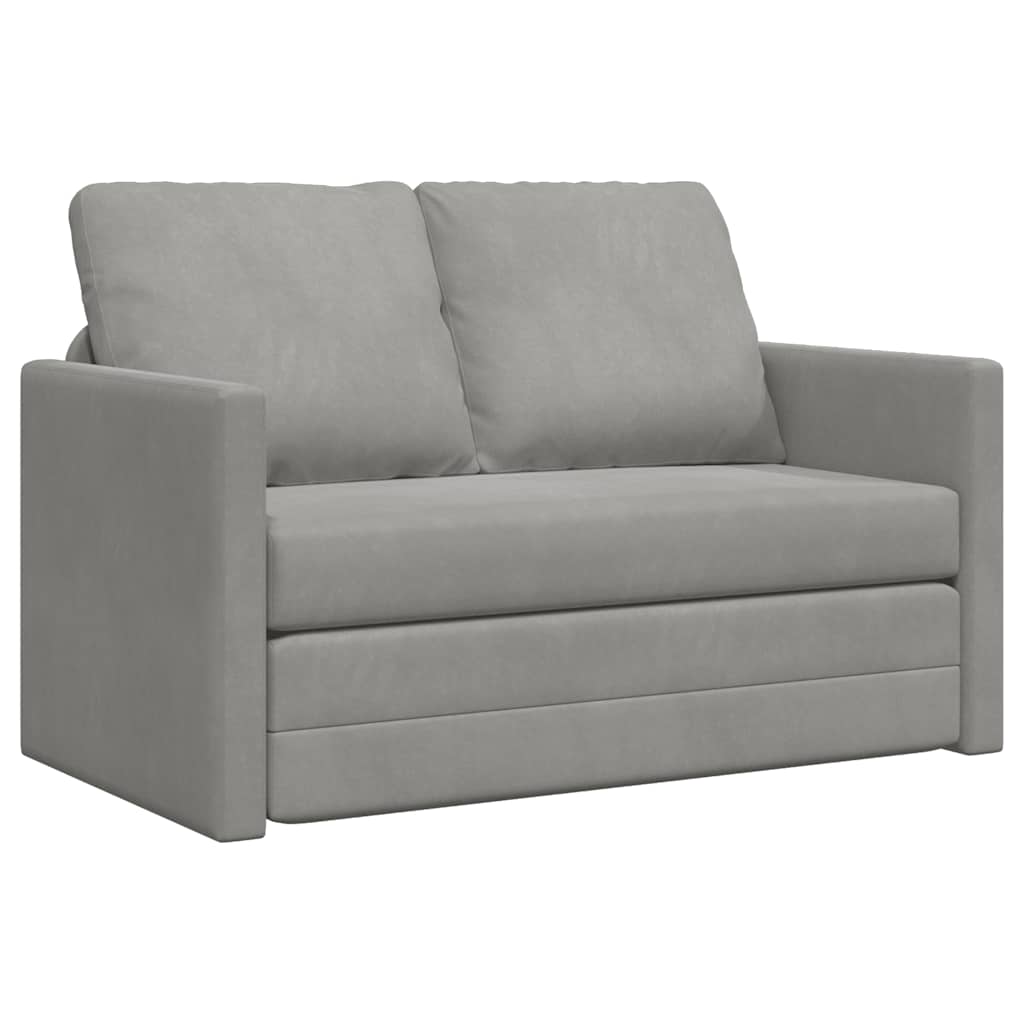 Divano Letto da Terra 2 in 1 Grigio Chiaro 122x204x55cm Velluto | homemem39