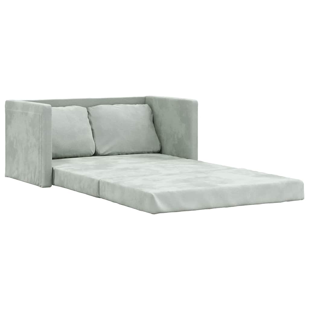 Divano Letto da Terra 2 in 1 Grigio Chiaro 122x204x55cm Velluto - homemem39