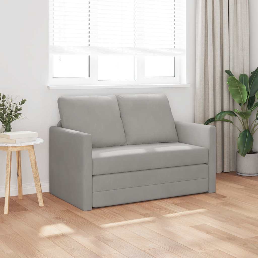 Divano Letto da Terra 2 in 1 Grigio Chiaro 122x204x55cm Velluto | homemem39