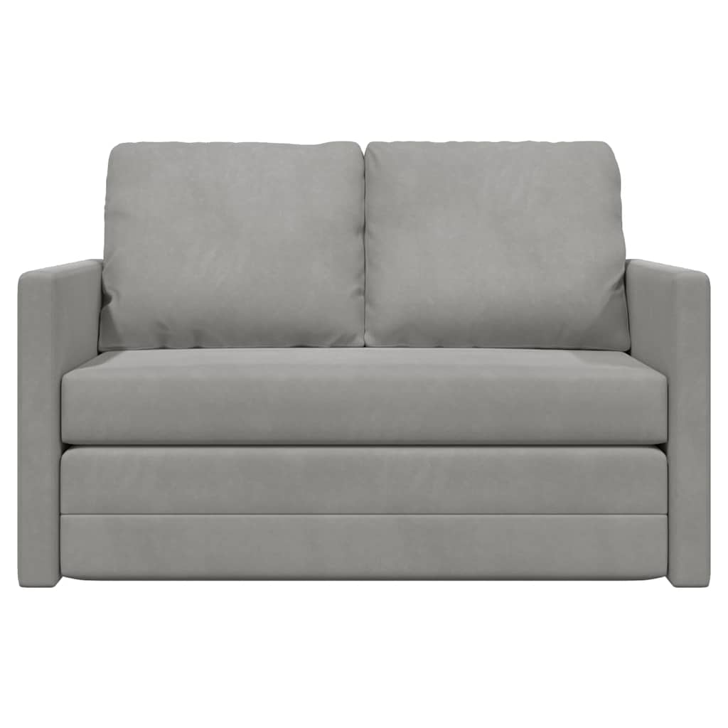 Divano Letto da Terra 2 in 1 Grigio Chiaro 122x204x55cm Velluto | homemem39