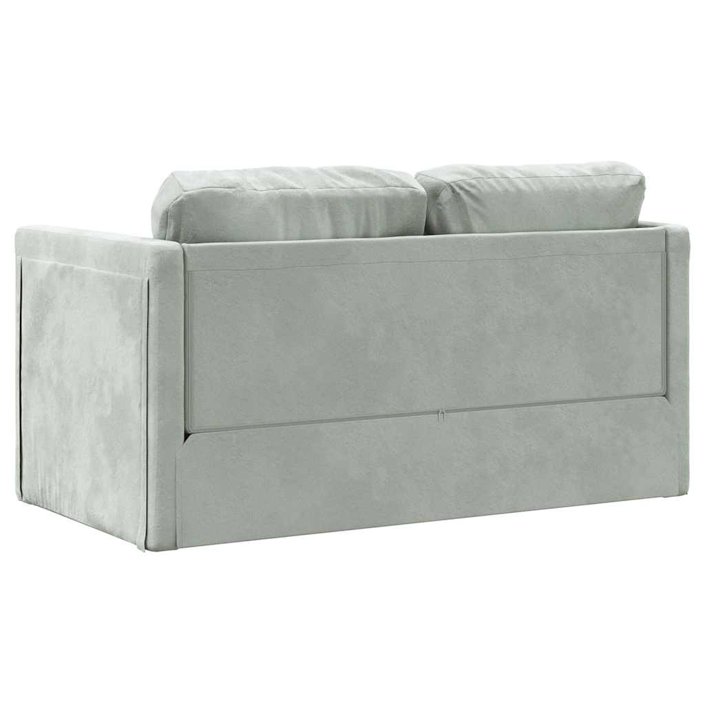 Divano Letto da Terra 2 in 1 Grigio Chiaro 122x204x55cm Velluto - homemem39