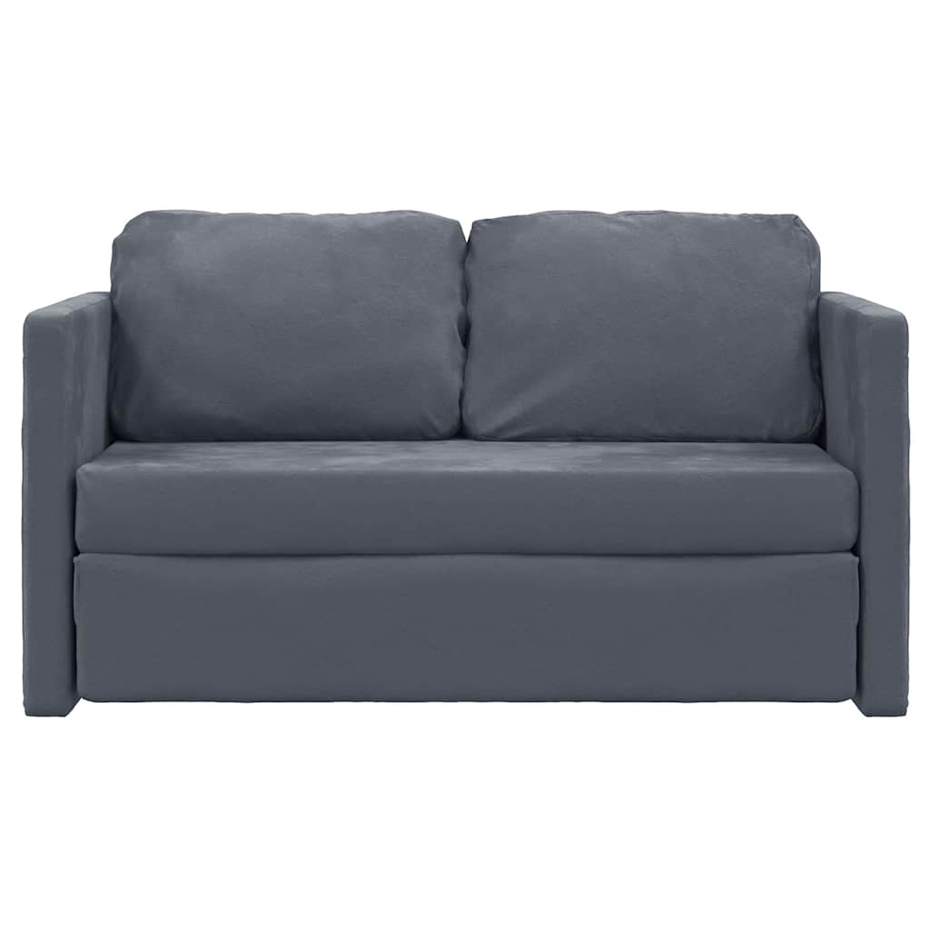 Divano Letto da Terra 2 in 1 Grigio Scuro 122x204x55 cm Velluto - homemem39
