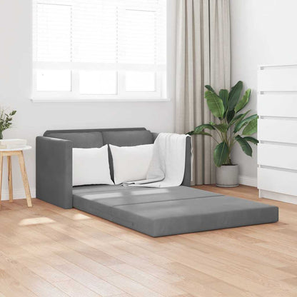 Divano Letto da Terra 2 in 1 Grigio Scuro 122x204x55 cm Velluto | homemem39