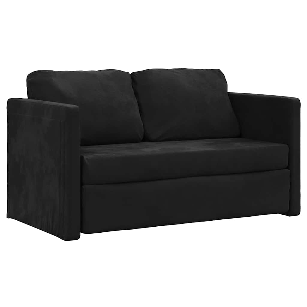 Divano Letto da Terra 2 in 1 Nero 122x204x55 cm Velluto | homemem39