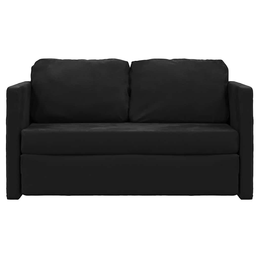 Divano Letto da Terra 2 in 1 Nero 122x204x55 cm Velluto | homemem39