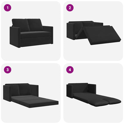 Divano Letto da Terra 2 in 1 Nero 122x204x55 cm Velluto | homemem39