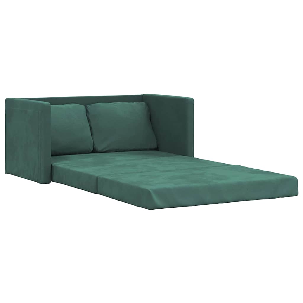 Divano Letto da Terra 2 in 1 Verde Scuro 122x204x55 cm Velluto - homemem39