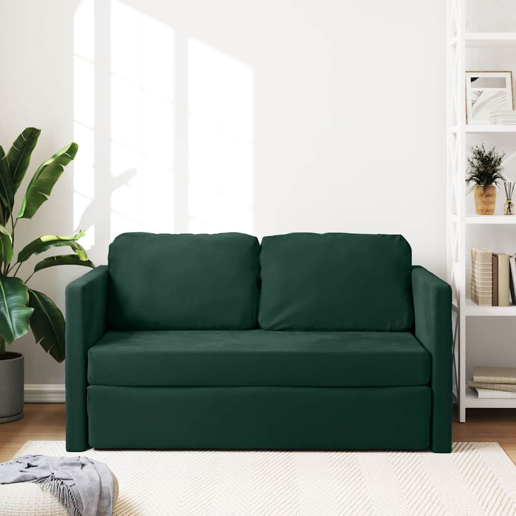 Divano Letto da Terra 2 in 1 Verde Scuro 122x204x55 cm Velluto | homemem39