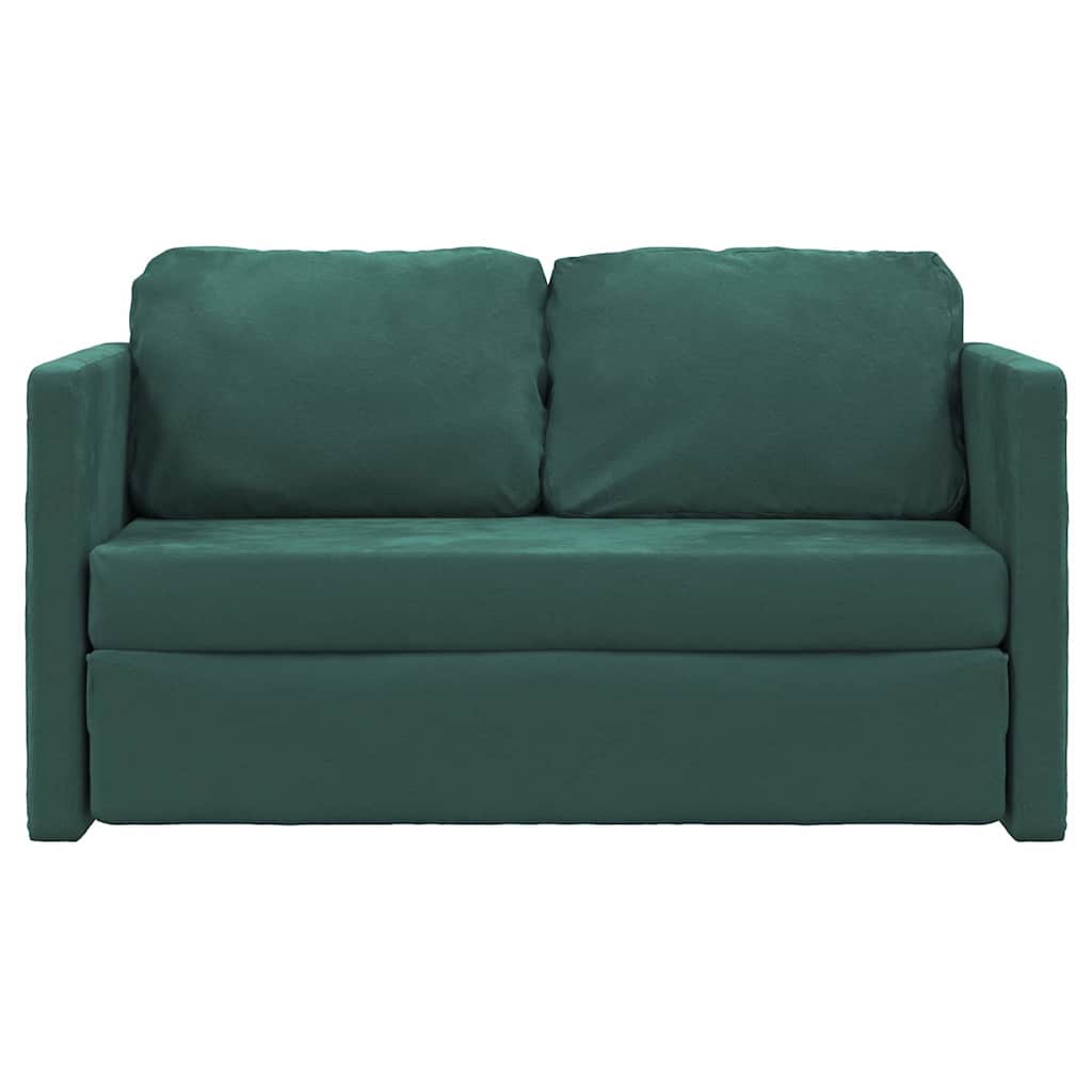 Divano Letto da Terra 2 in 1 Verde Scuro 122x204x55 cm Velluto - homemem39