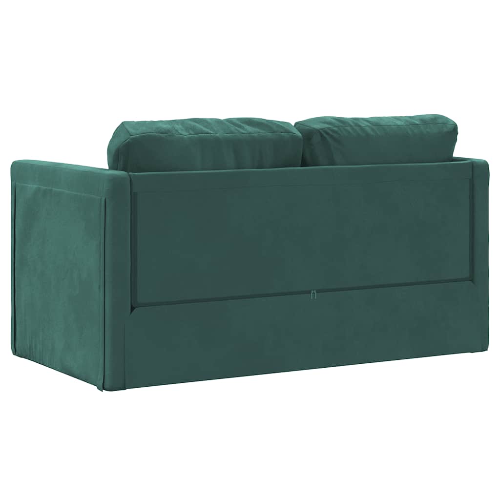 Divano Letto da Terra 2 in 1 Verde Scuro 122x204x55 cm Velluto - homemem39