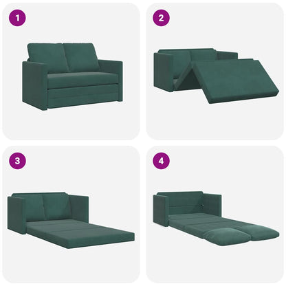 Divano Letto da Terra 2 in 1 Verde Scuro 122x204x55 cm Velluto | homemem39
