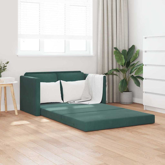 Divano Letto da Terra 2 in 1 Verde Scuro 122x204x55 cm Velluto | homemem39