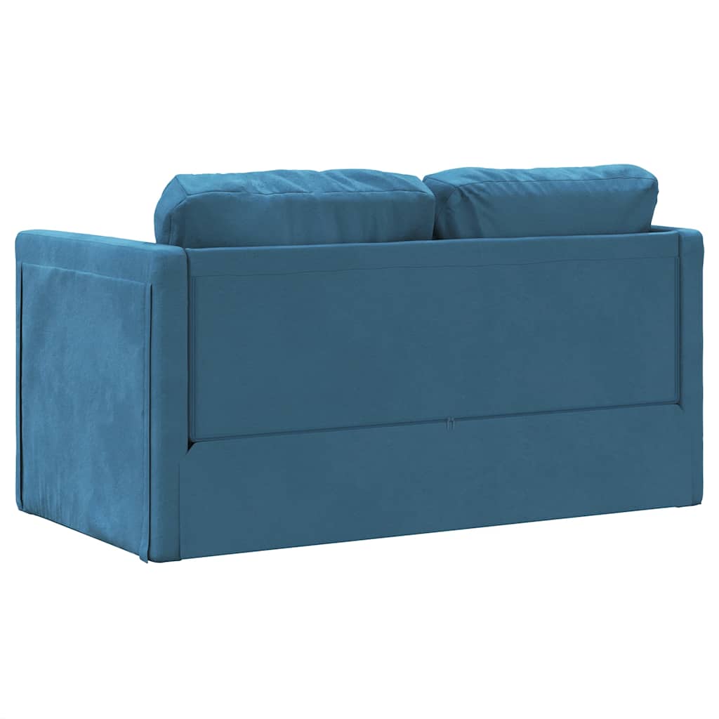 Divano Letto da Terra 2 in 1 Blu 122x204x55 cm Velluto - homemem39