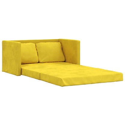 Divano Letto da Terra 2 in 1 Giallo Scuro 122x204x55 cm Velluto