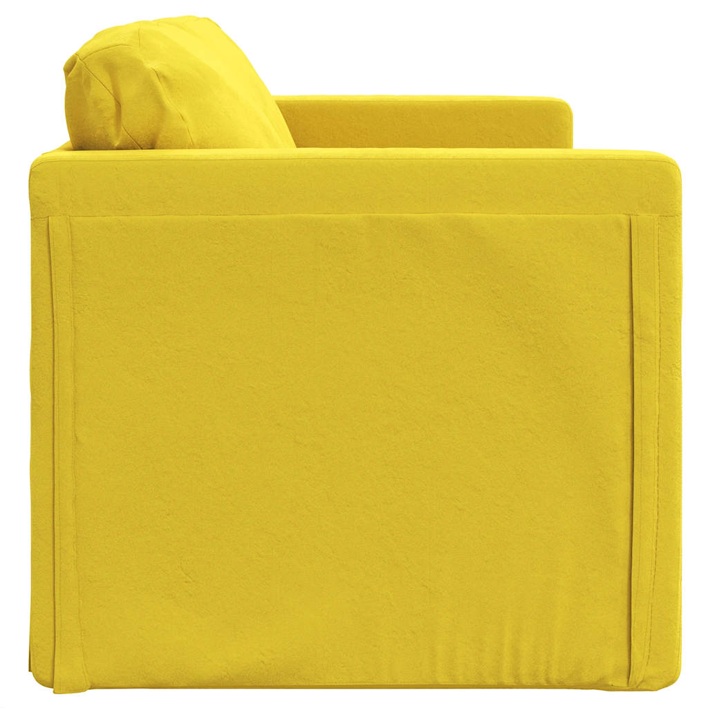 Divano Letto da Terra 2 in 1 Giallo Scuro 122x204x55 cm Velluto - homemem39