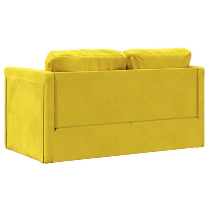 Divano Letto da Terra 2 in 1 Giallo Scuro 122x204x55 cm Velluto