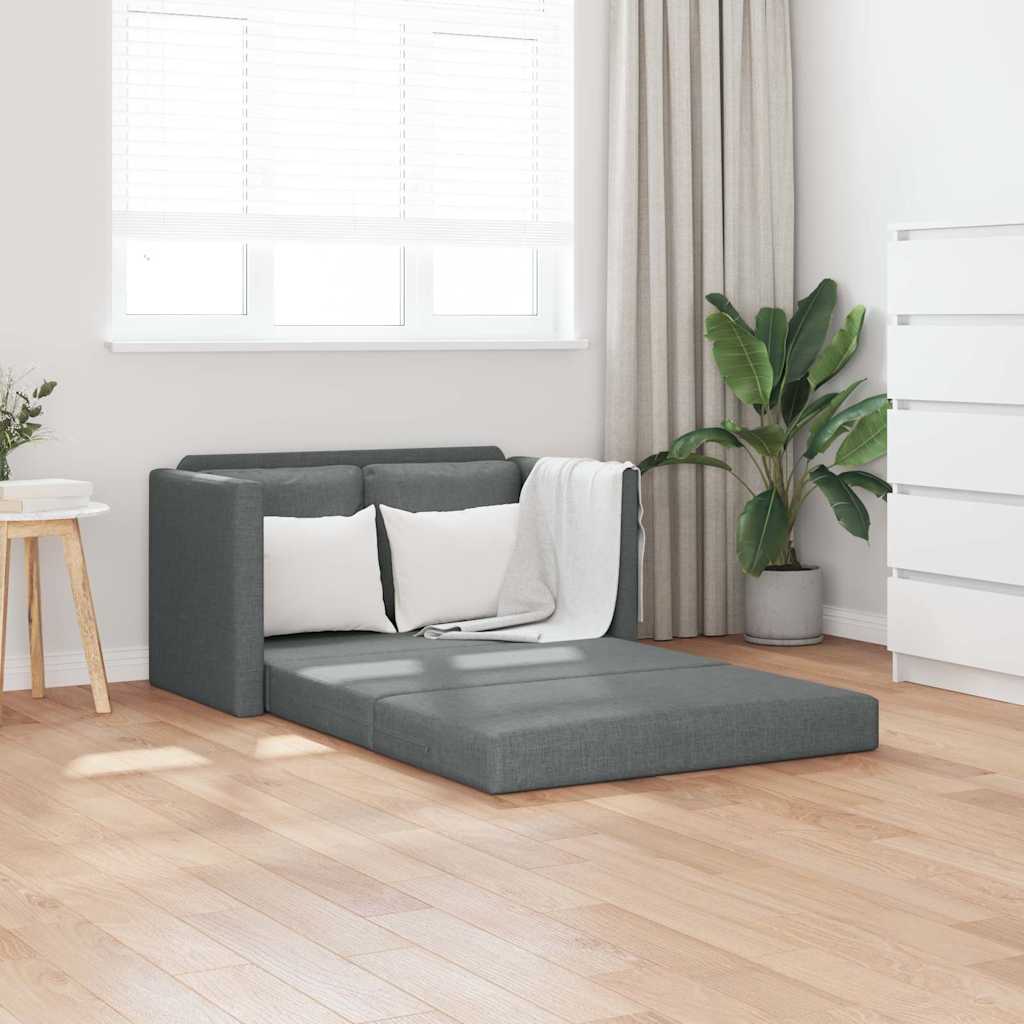 Divano Letto da Terra 2 in 1 Grigio Scuro 112x174x55 cm Tessuto
