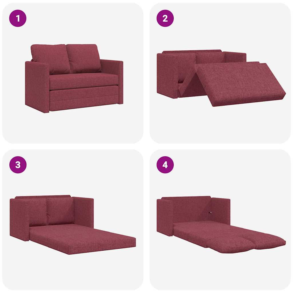 Divano Letto da Terra 2 in 1 Rosso Vino 112x174x55cm Tessuto | homemem39