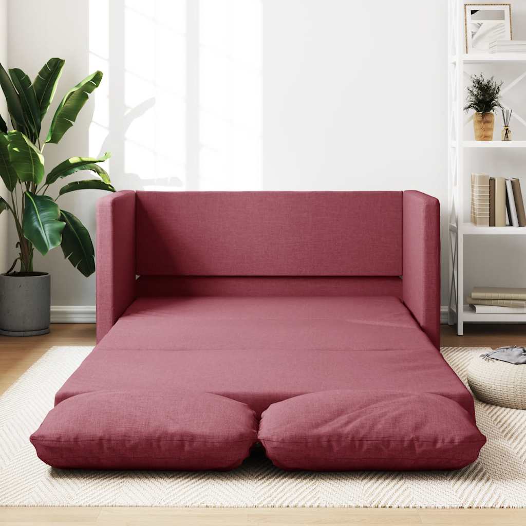 Divano Letto da Terra 2 in 1 Rosso Vino 112x174x55cm Tessuto - homemem39