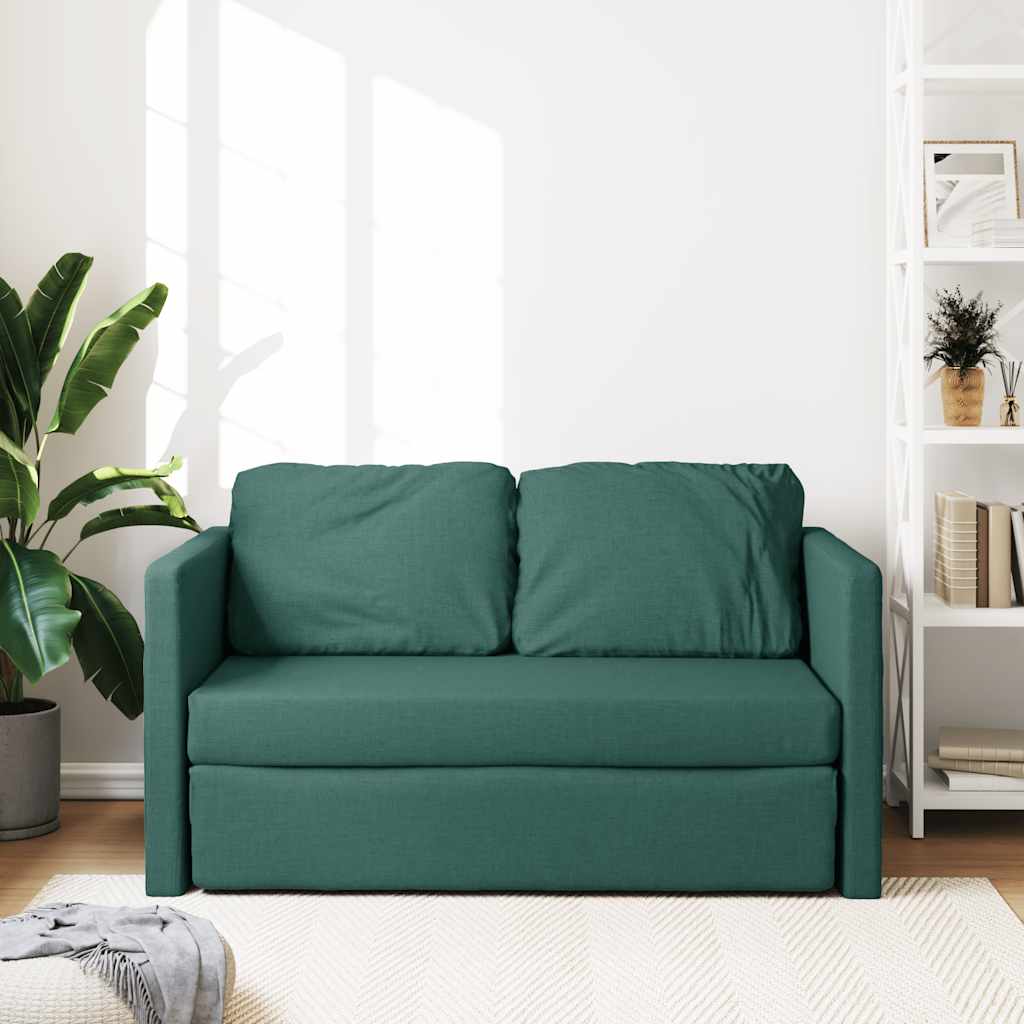 Divano Letto da Terra 2 in 1 Verde Scuro 112x174x55 cm Tessuto | homemem39