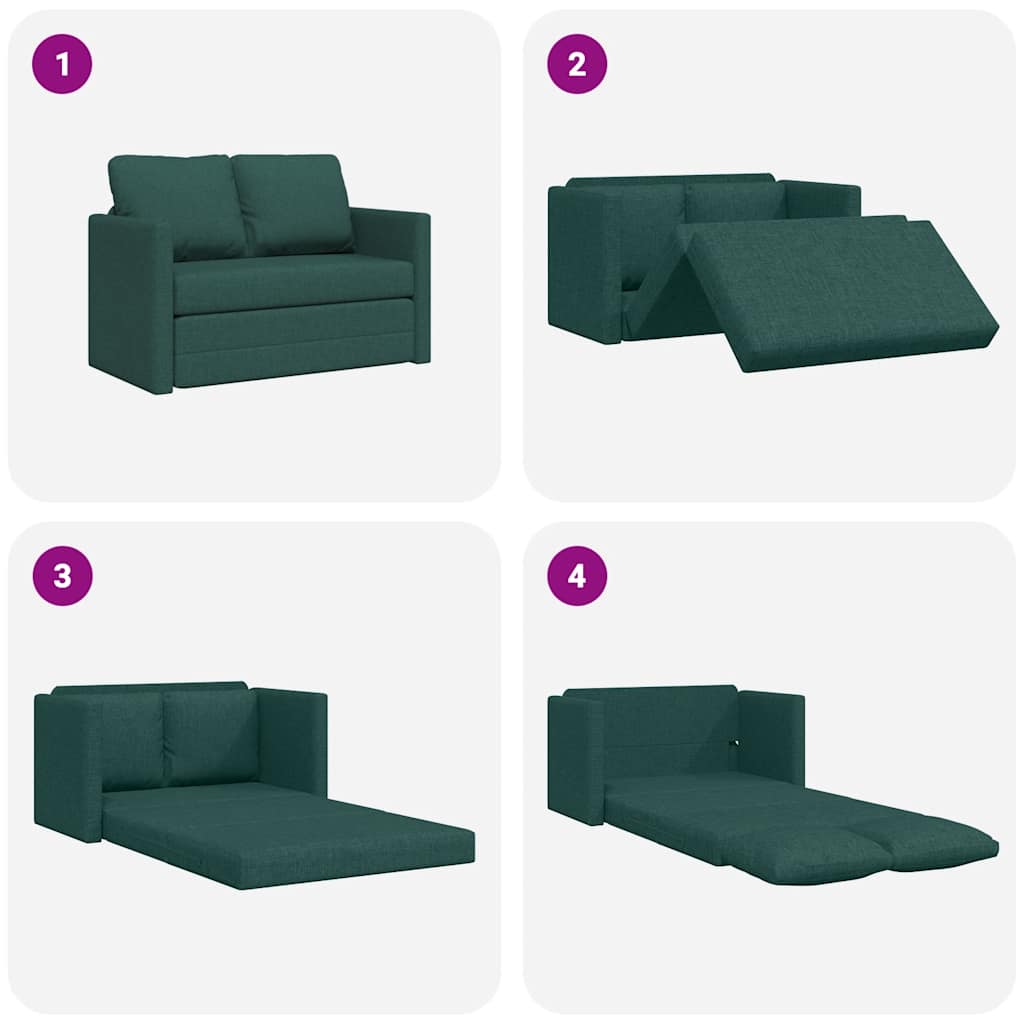 Divano Letto da Terra 2 in 1 Verde Scuro 112x174x55 cm Tessuto | homemem39