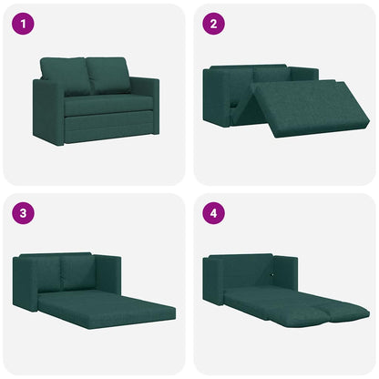 Divano Letto da Terra 2 in 1 Verde Scuro 112x174x55 cm Tessuto | homemem39
