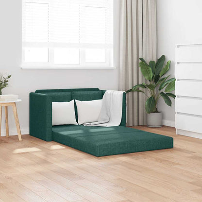 Divano Letto da Terra 2 in 1 Verde Scuro 112x174x55 cm Tessuto | homemem39
