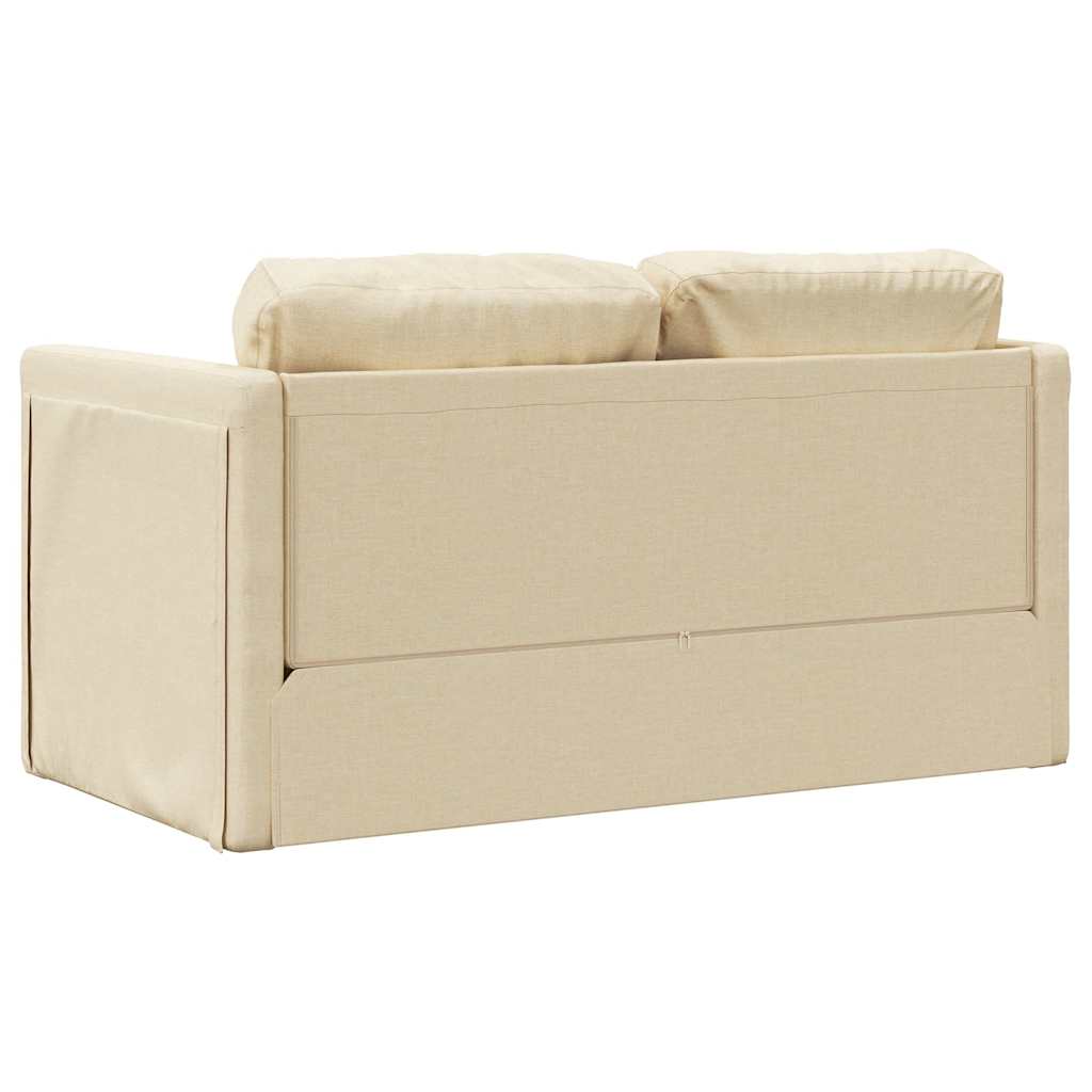 Divano Letto da Terra 2 in 1 Crema 112x174x55 cm Tessuto - homemem39