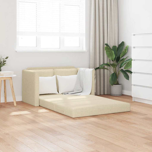 Divano Letto da Terra 2 in 1 Crema 112x174x55 cm Tessuto | homemem39