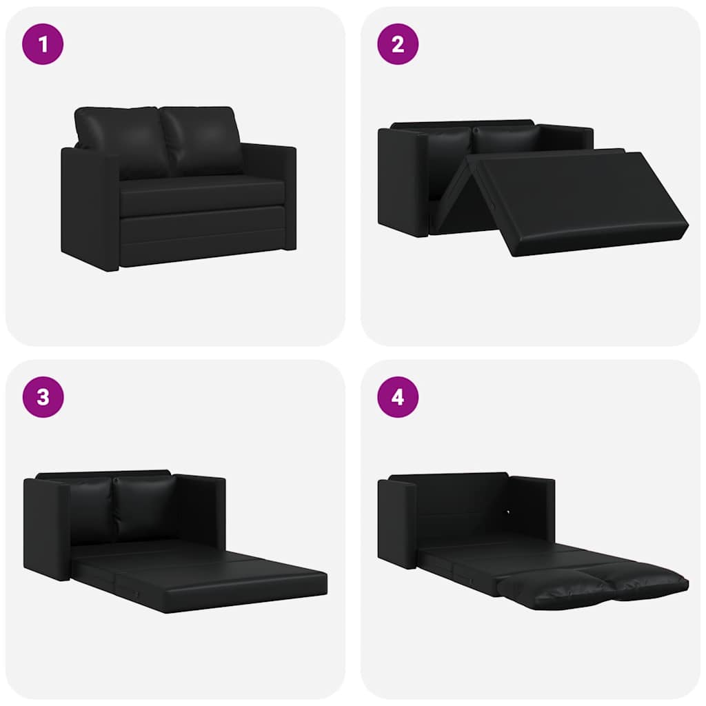 Divano Letto da Terra 2 in 1 Nero 112x174x55 cm Similpelle | homemem39