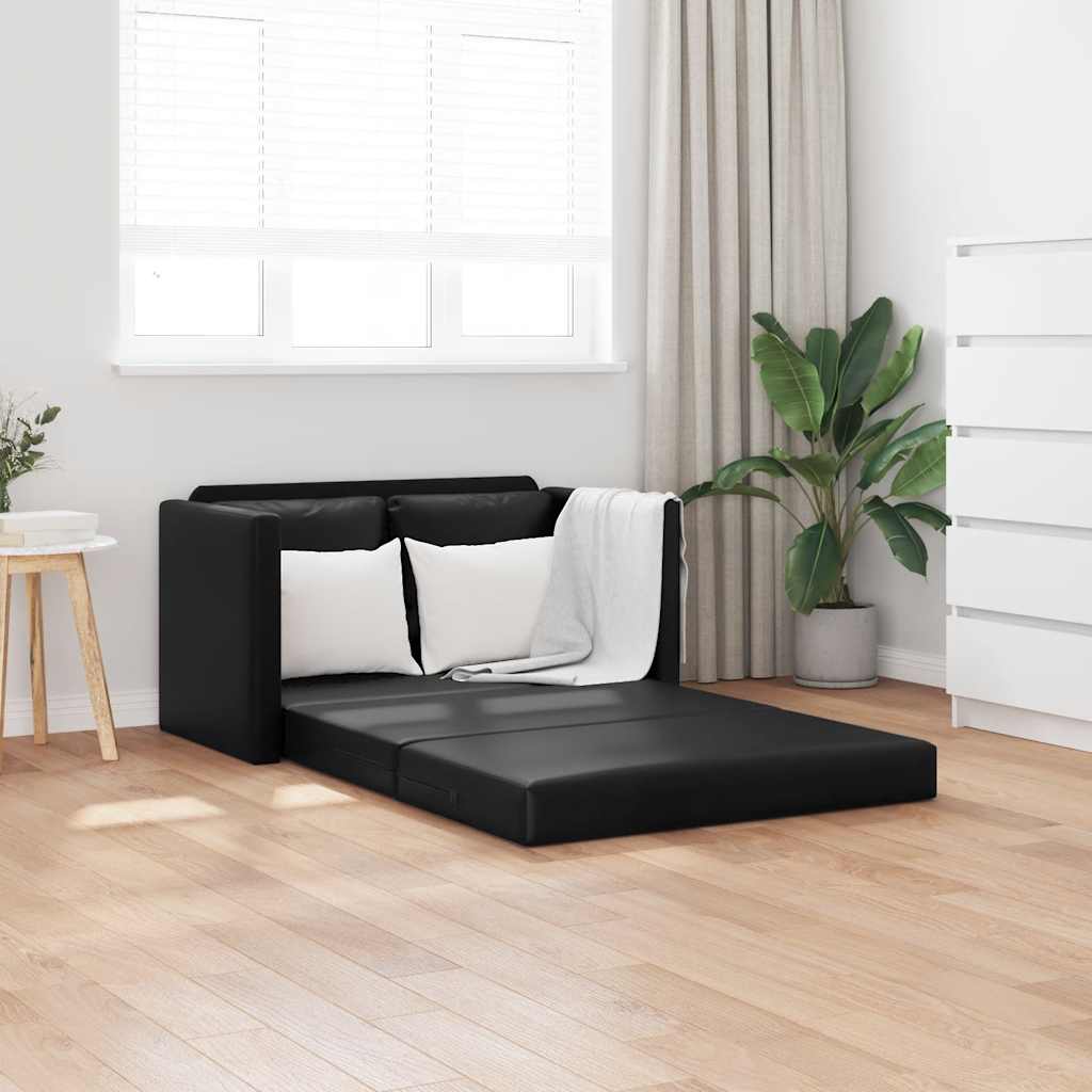 Divano Letto da Terra 2 in 1 Nero 112x174x55 cm Similpelle | homemem39