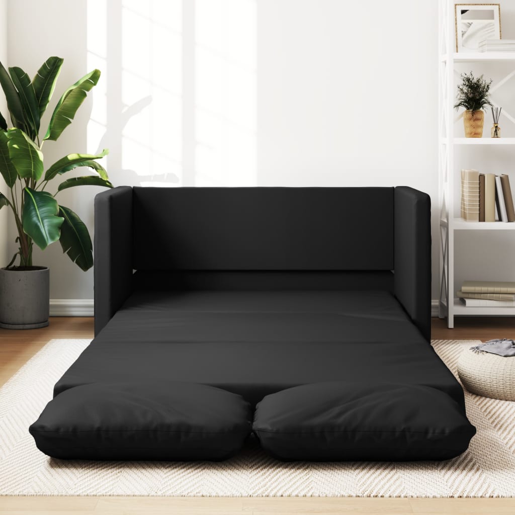 Divano Letto da Terra 2 in 1 Nero 112x174x55 cm Similpelle - homemem39