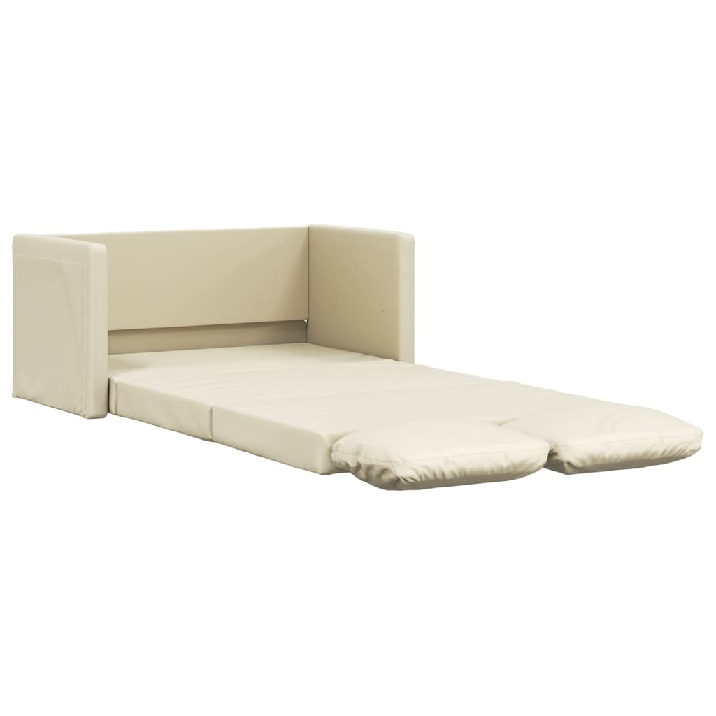 Divano Letto da Terra 2 in 1 Crema 112x174x55 cm Similpelle - homemem39