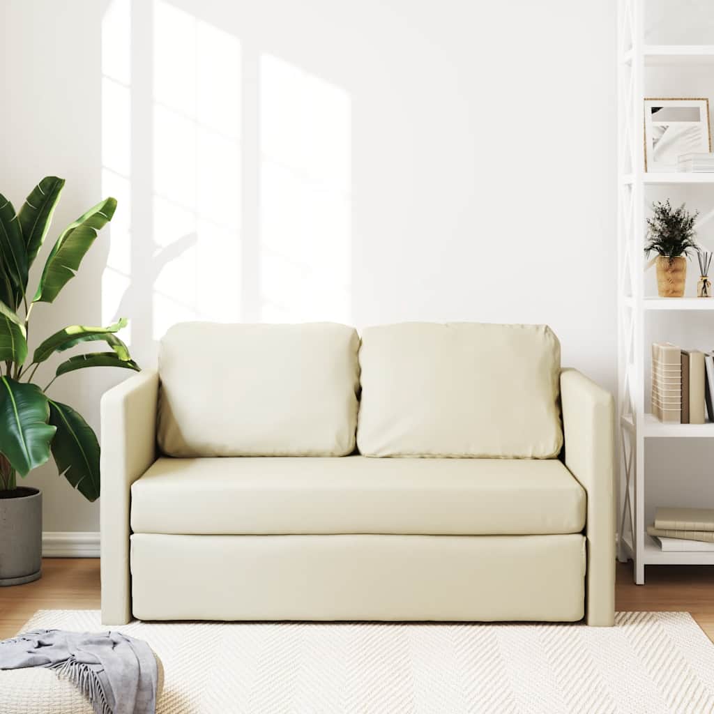 Divano Letto da Terra 2 in 1 Crema 112x174x55 cm Similpelle | homemem39
