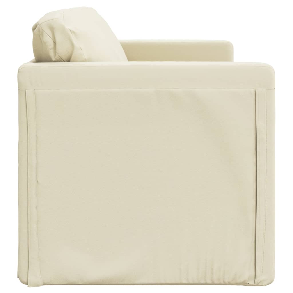 Divano Letto da Terra 2 in 1 Crema 112x174x55 cm Similpelle - homemem39