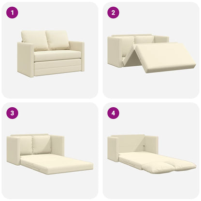Divano Letto da Terra 2 in 1 Crema 112x174x55 cm Similpelle | homemem39