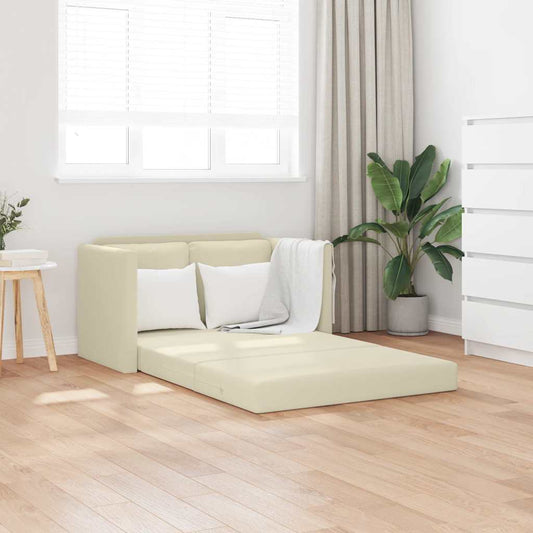Divano Letto da Terra 2 in 1 Crema 112x174x55 cm Similpelle | homemem39