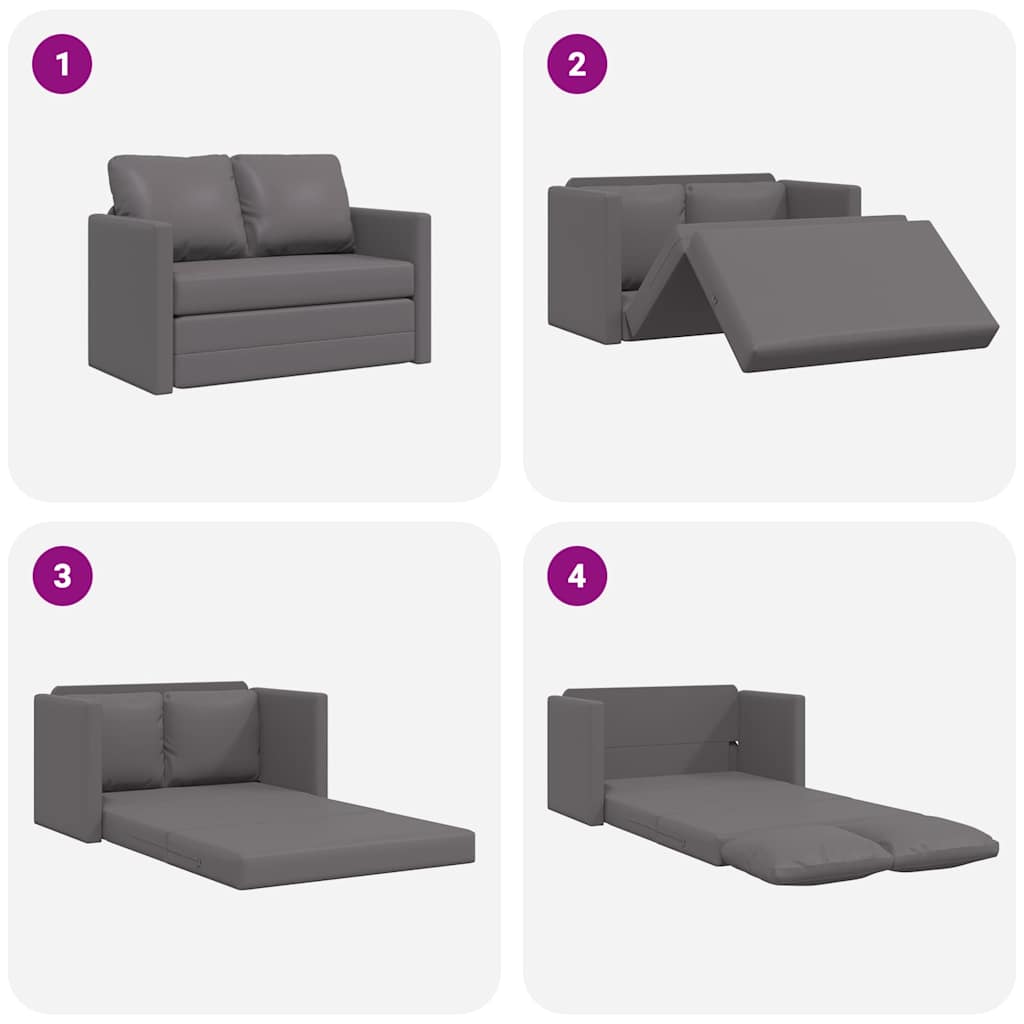 Divano Letto da Terra 2 in 1 Grigio 112x174x55 cm Similpelle | homemem39